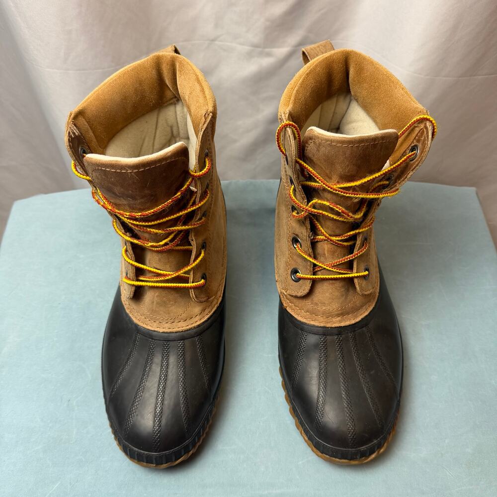 Sorel Cheyanne Lace NM1704-224 Duck Boots Mens 11 Waterproof Tan Leather Warm